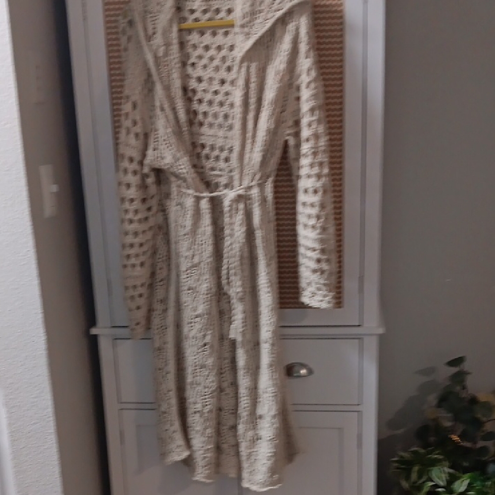 Free People Beige Knit Hooded Cardigan